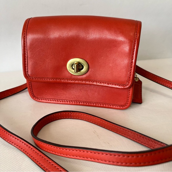 Coach Orange Turn Lock Mini Leather Crossbody Bag - Picture 2 of 16